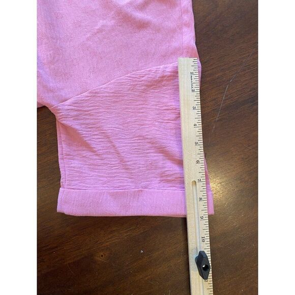 Entro Women's Large Dress Pink Tiered Button-Down Tunic Top Lined Short Sleeve - Picture 9 of 13